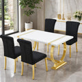 Stella Mia Dining Table Set for 4, 5-Piece Kitchen Table and Upholstered Chairs Set, Faux Marble Kitchen Table and Chairs Set of 4