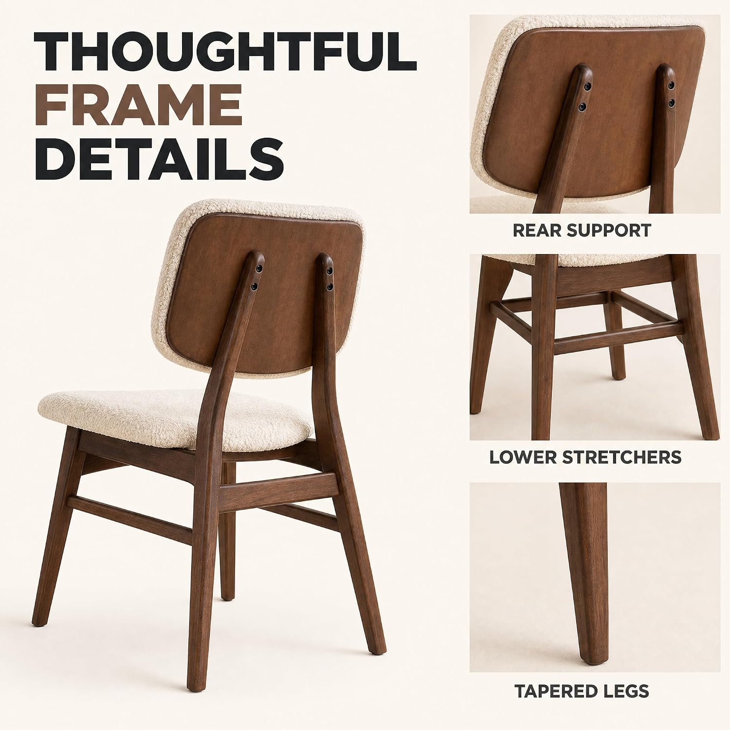 Stella Mia Dining Chairs Set of 6, Mid-Century Modern Dining Room Kitchen Dinner Chairs, Upholstered Vanity Living Room Chairs