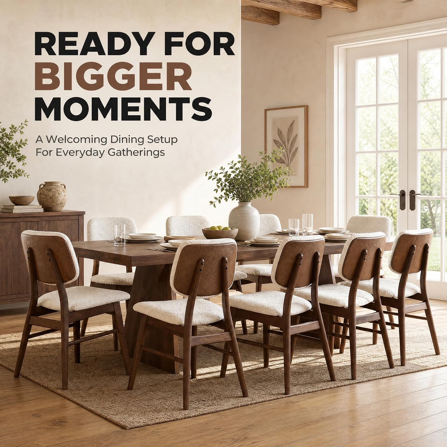 Stella Mia Dining Chairs Set of 8, Mid-Century Modern Dining Room Kitchen Dinner Chairs, Upholstered Vanity Living Room Chairs