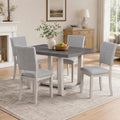 Stella Mia 5-Piece Dining Table Set for 4, 48" Rectangular Solid Wood Kitchen Table with Trestle Base and 4 Upholstered Chairs