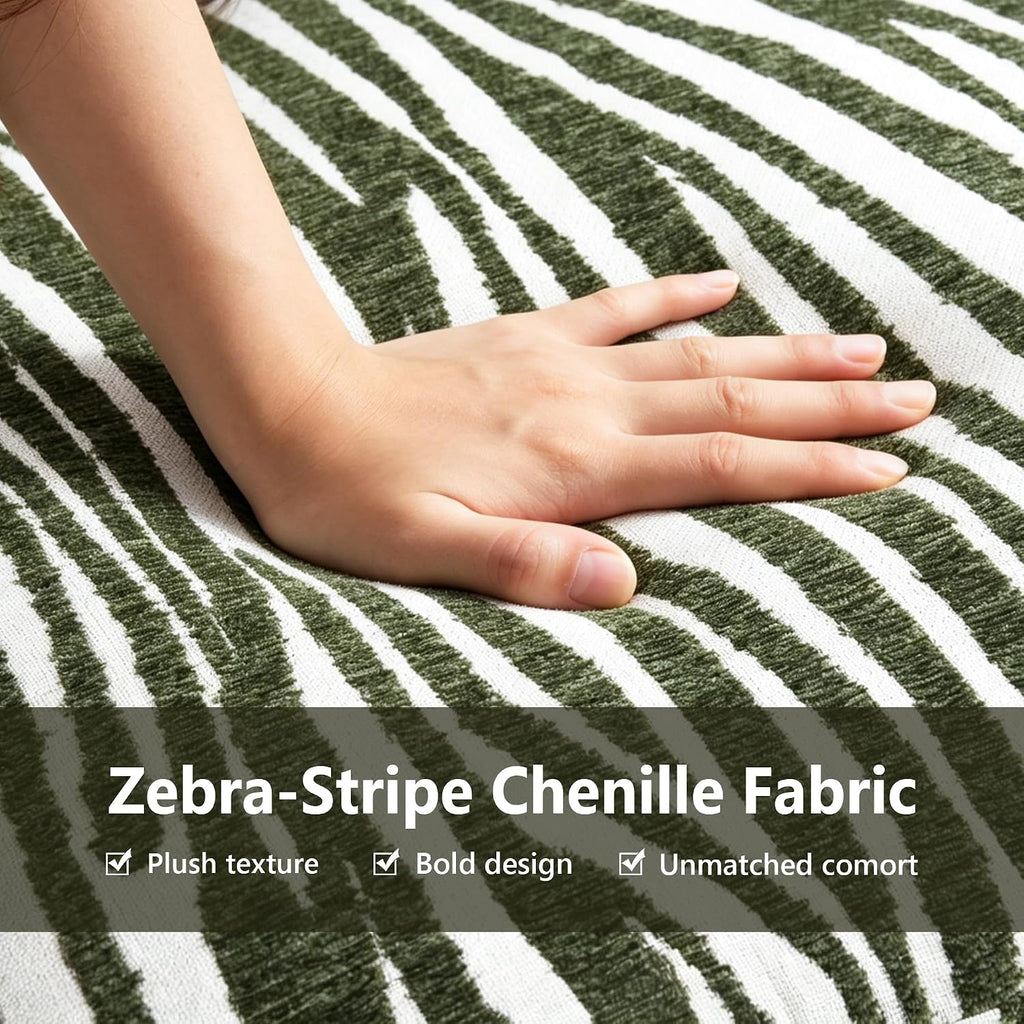 Stella Mia Zebra Accent Chair, Upholstered Chenille Lounge Chair with Cylindrical Backrest