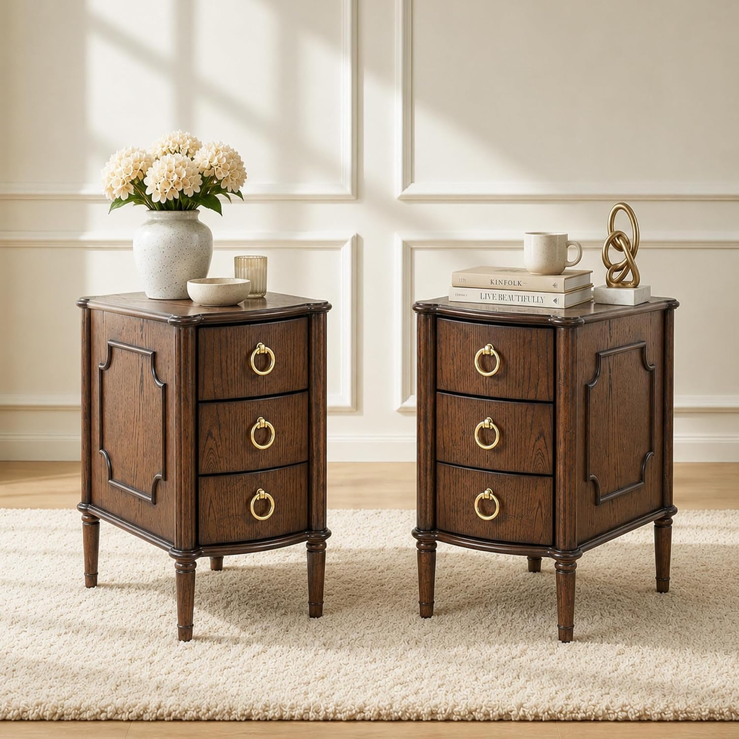 Stella Mia Narrow Nightstand with 3 Drawers & Ball-Bearing Glides