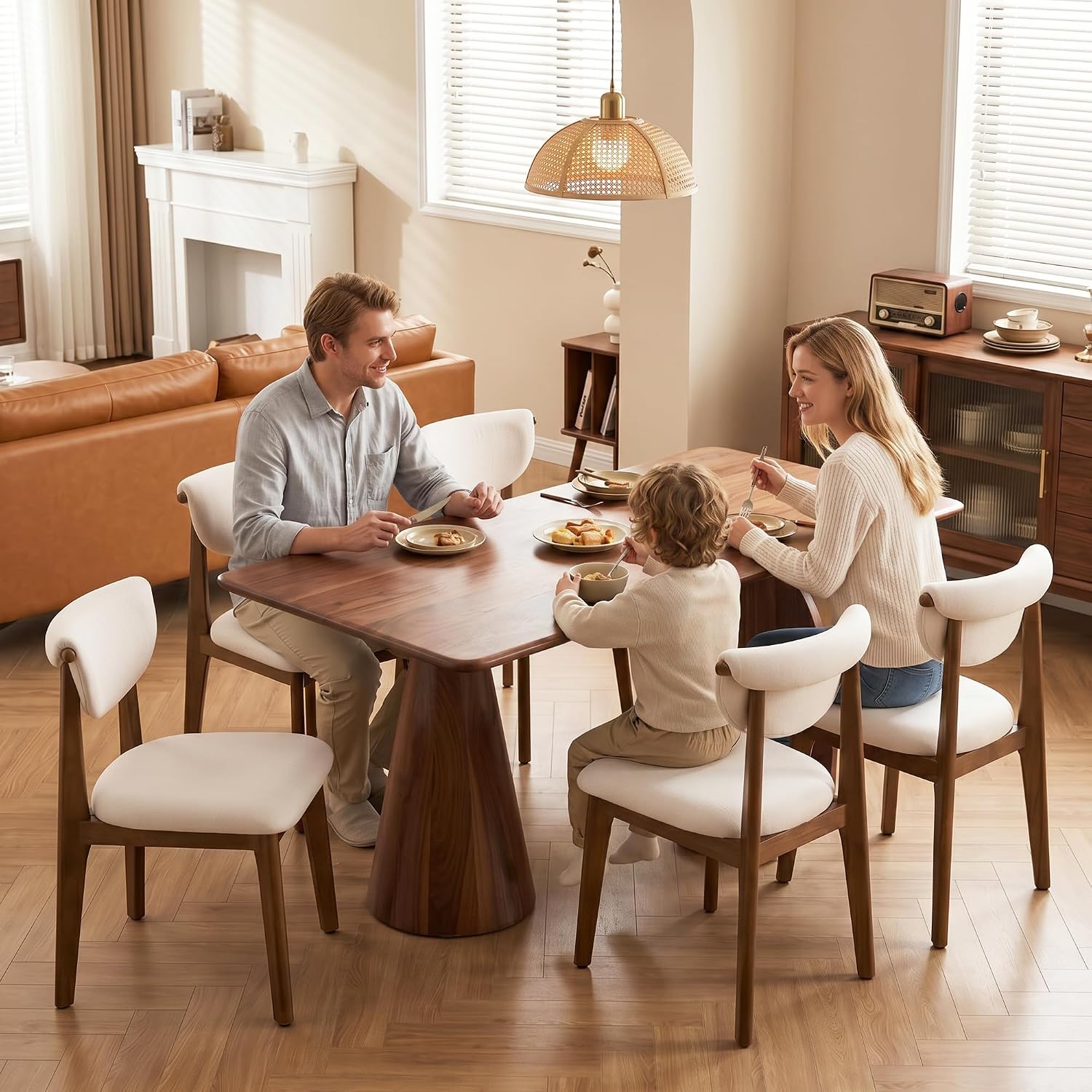 Stella Mia Mid-Century Modern Dining Chairs | Solid Wood Frame & Comfort High Back Design
