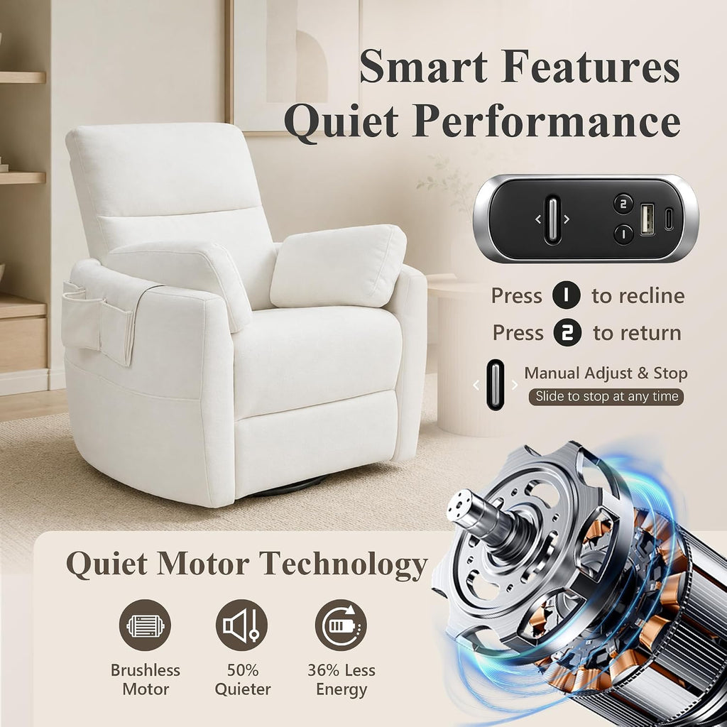 Stella Mia Extra Wide Power Swivel Rocker Recliner Chair Nursery