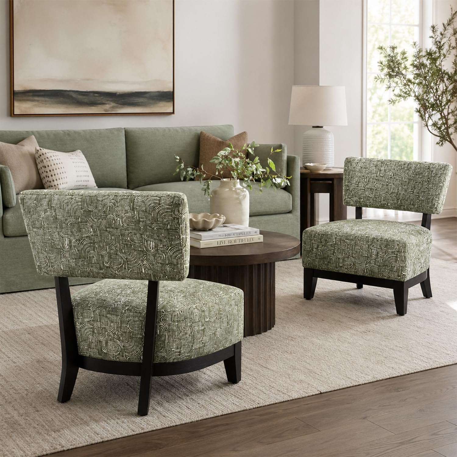 Stella Mia Upholstered Accent Chair, Contemporary Inspired Armless Chair with Angled Back