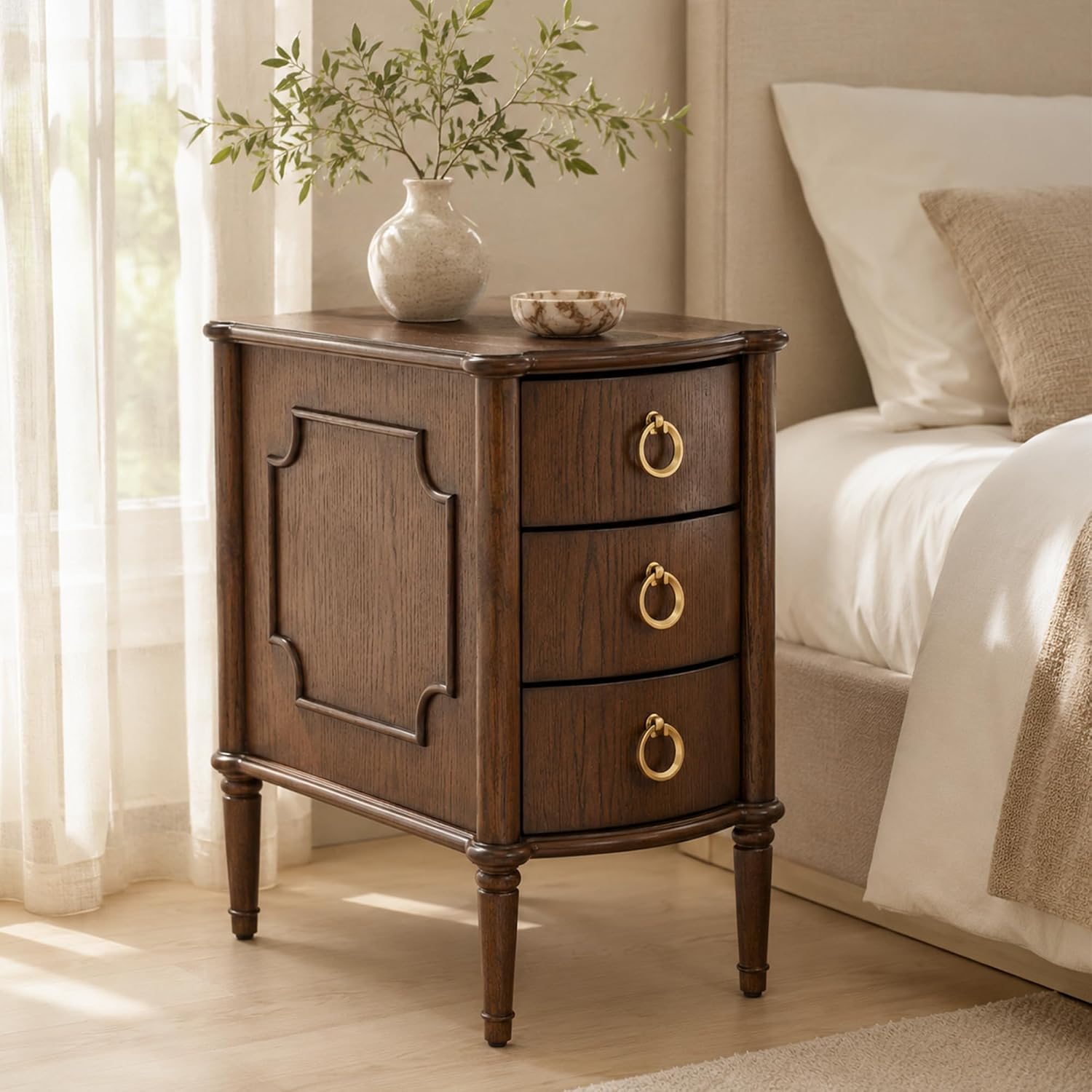 Stella Mia Narrow Nightstand with 3 Drawers & Ball-Bearing Glides