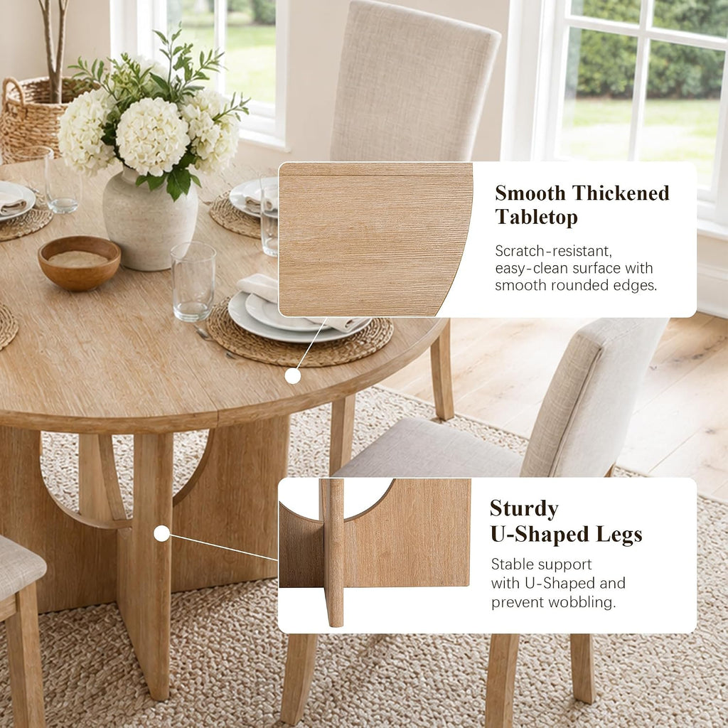 Stell Mia 5-Piece Round Dining Table Set for 4, 47" Kitchen Table