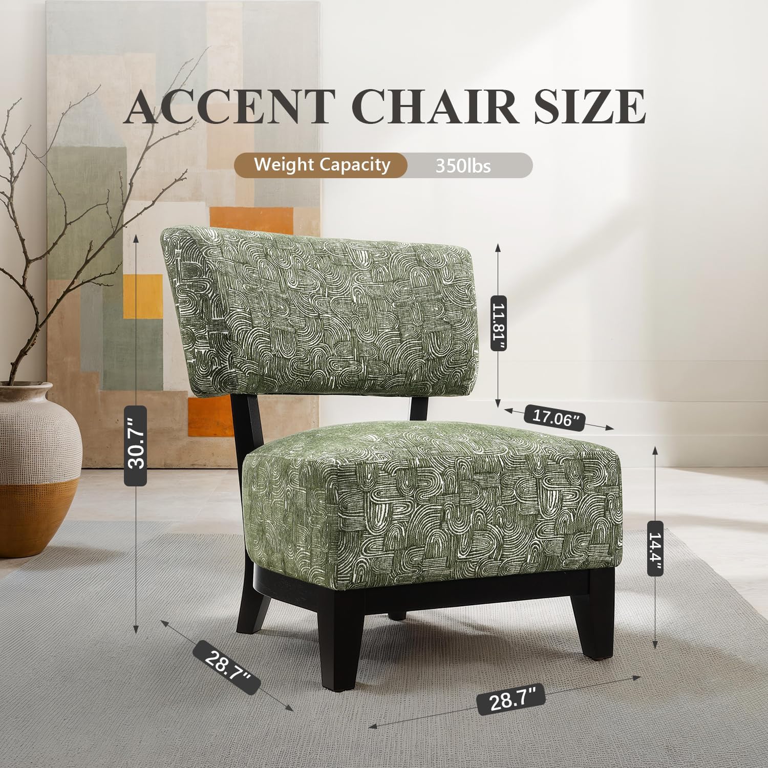 Stella Mia Upholstered Accent Chair, Contemporary Inspired Armless Chair with Angled Back