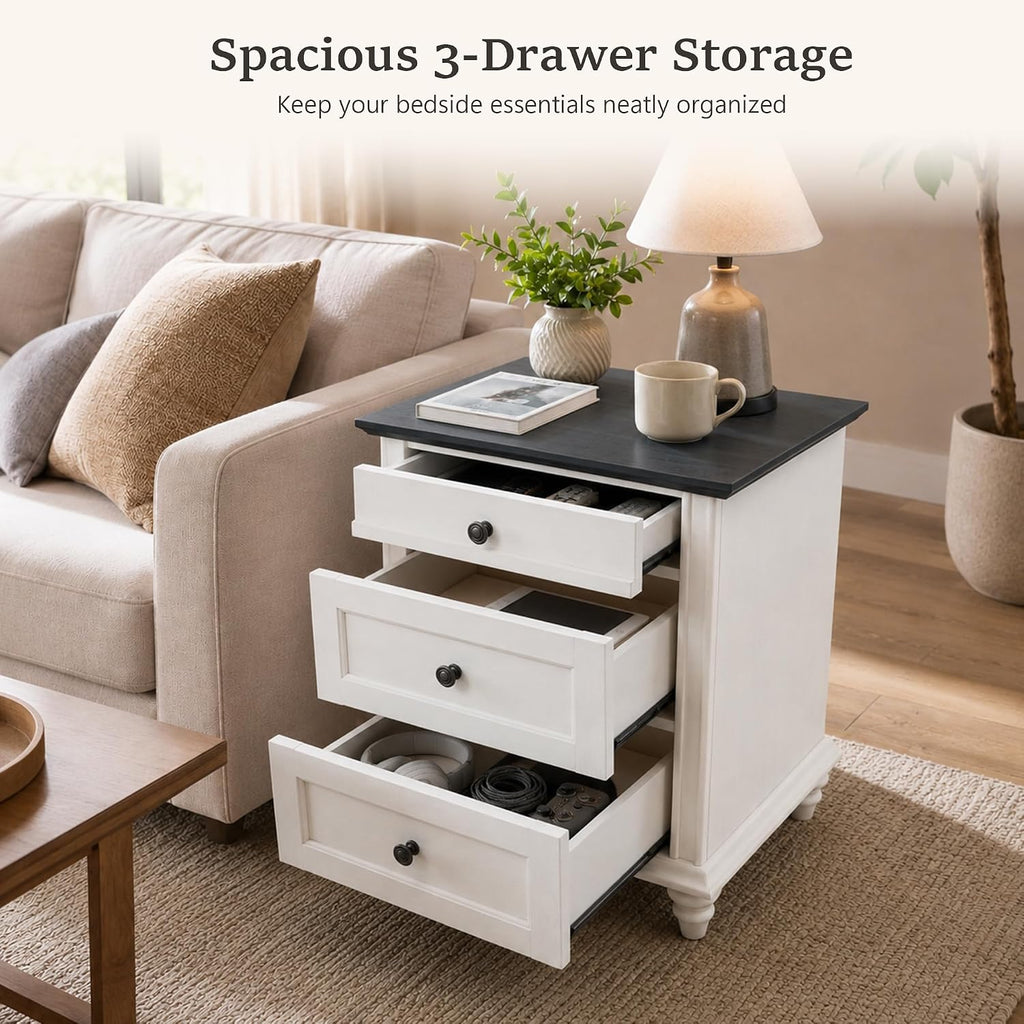 Stella Mia Wood Nightstand with 3 Drawers