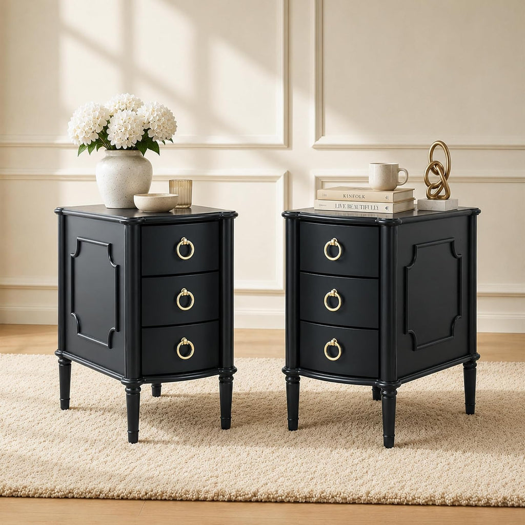 Stella Mia Narrow Nightstand with 3 Drawers & Ball-Bearing Glides