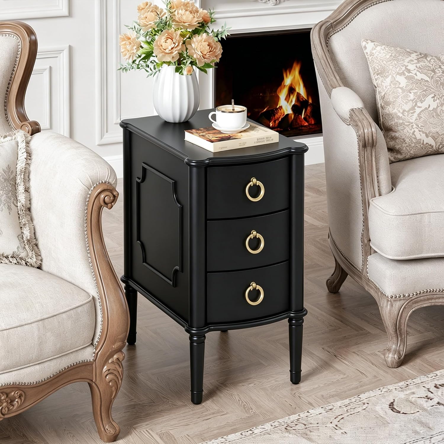 Stella Mia Narrow Nightstand with 3 Drawers & Ball-Bearing Glides