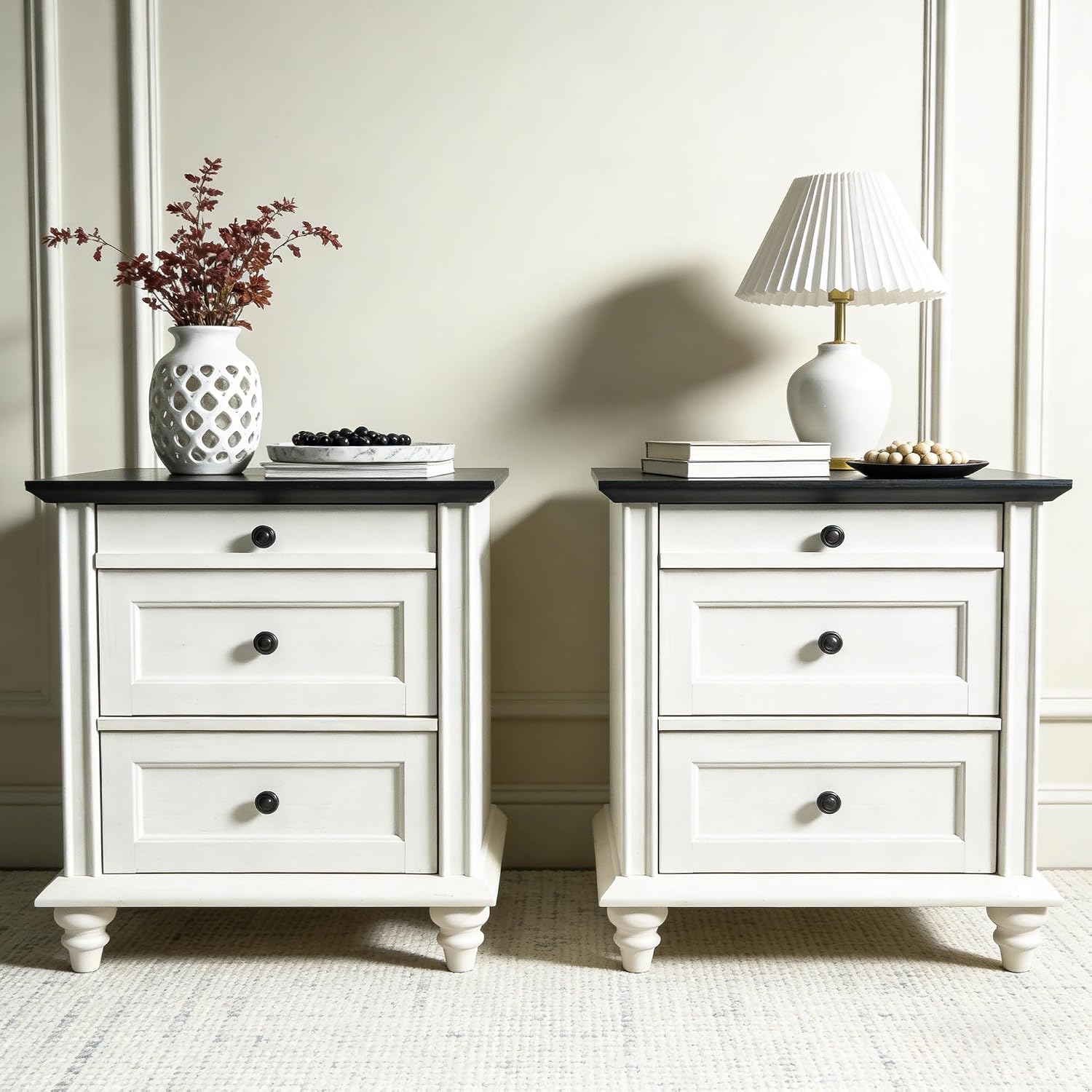 Stella Mia Wood Nightstand with 3 Drawers