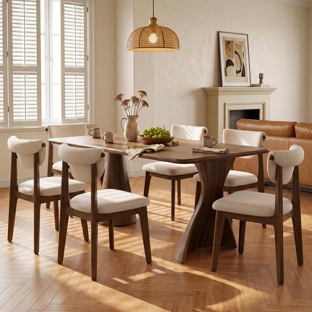 Stella Mia Mid-Century Modern Dining Chairs | Solid Wood Frame & Comfort High Back Design