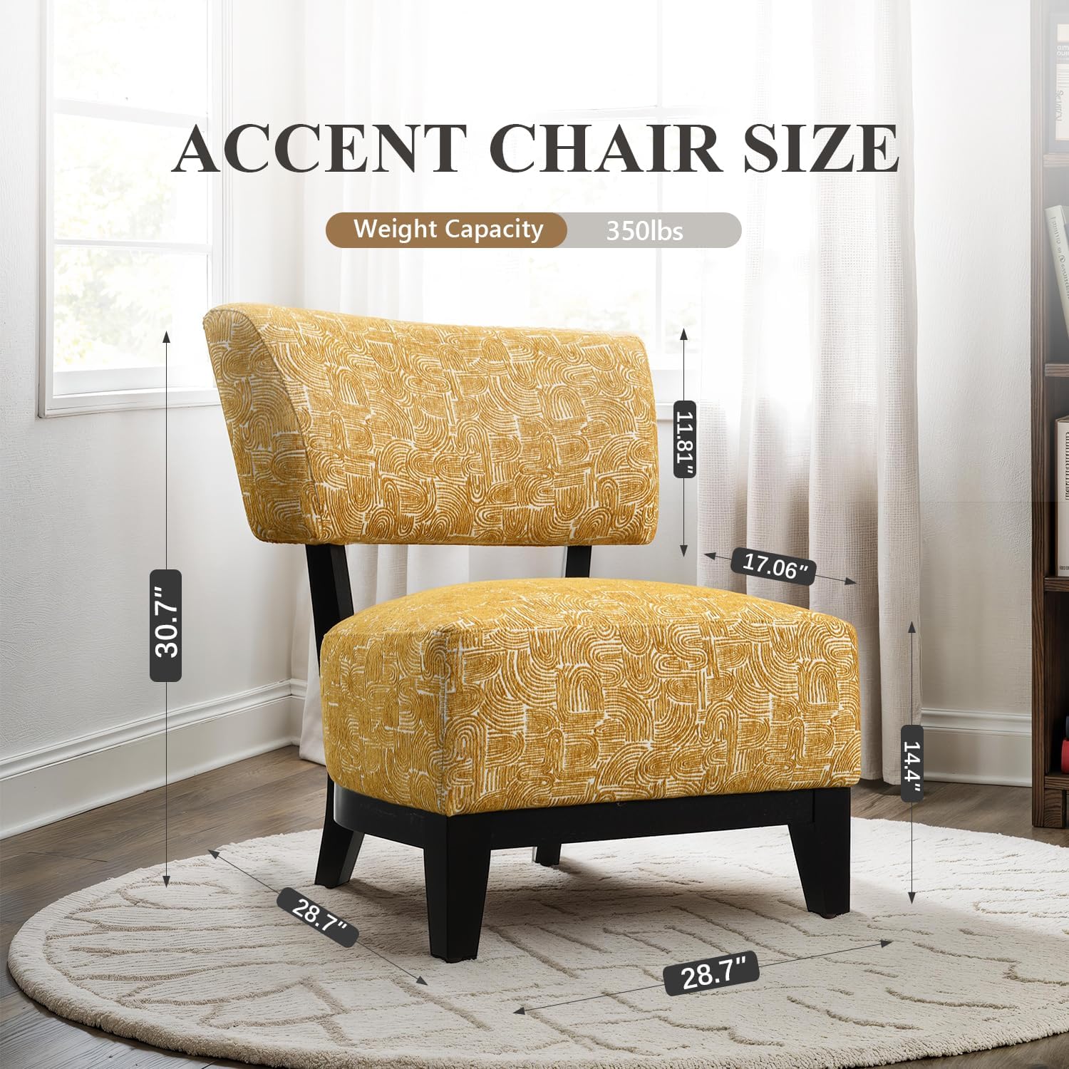 Stella Mia Armless Accent Chair, Contemporary Modern Upholstered Chair with Angled Backrest