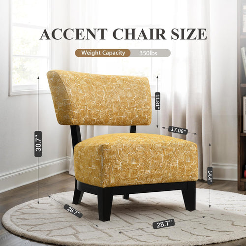 Stella Mia Armless Accent Chair, Contemporary Modern Upholstered Chair with Angled Backrest