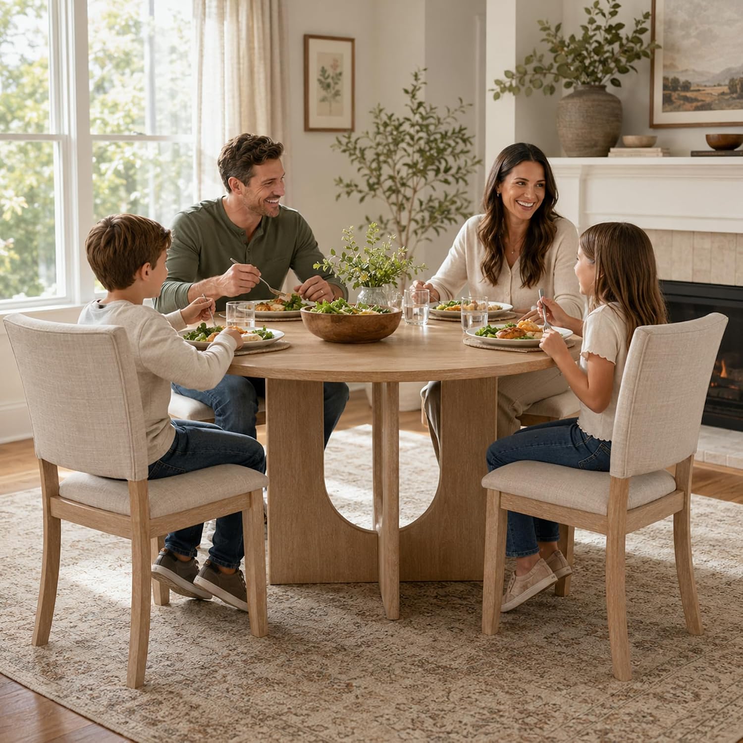 Stell Mia 5-Piece Round Dining Table Set for 4, 47" Kitchen Table