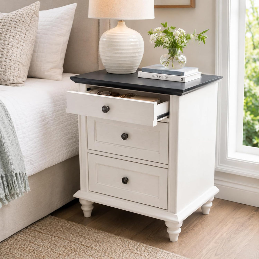 Stella Mia Wood Nightstand with 3 Drawers