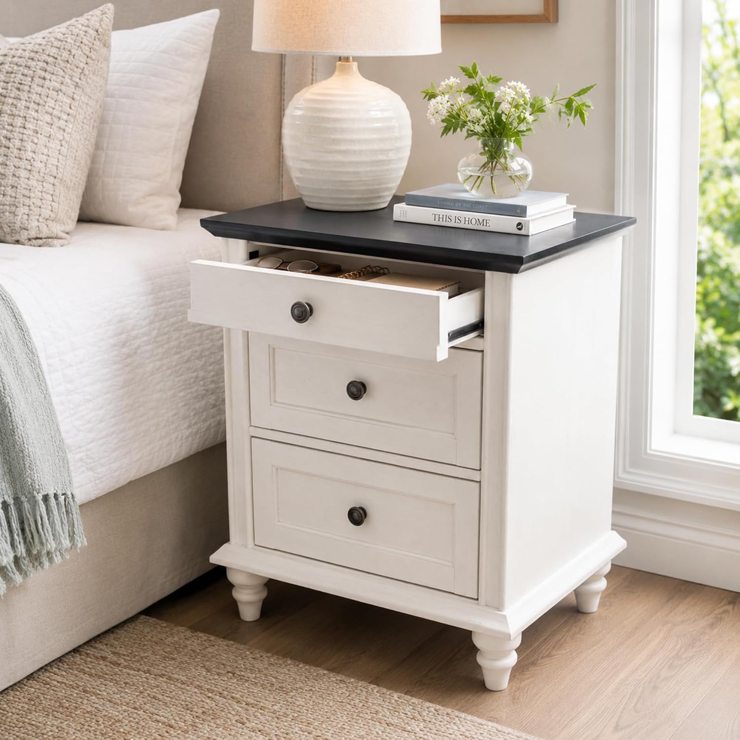 Stella Mia Wood Nightstand with 3 Drawers