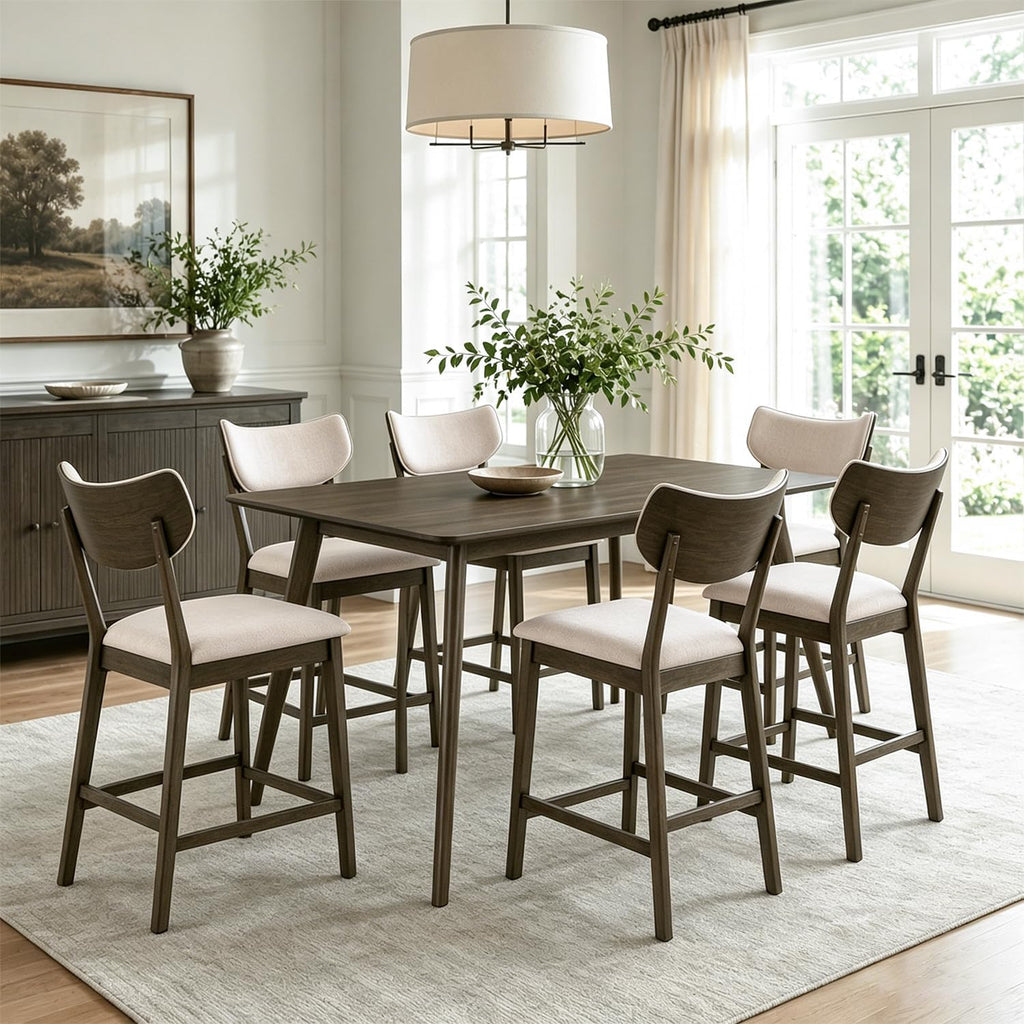 Stella Mia 7-Piece Wooden Counter Height Dining Table Set for 6