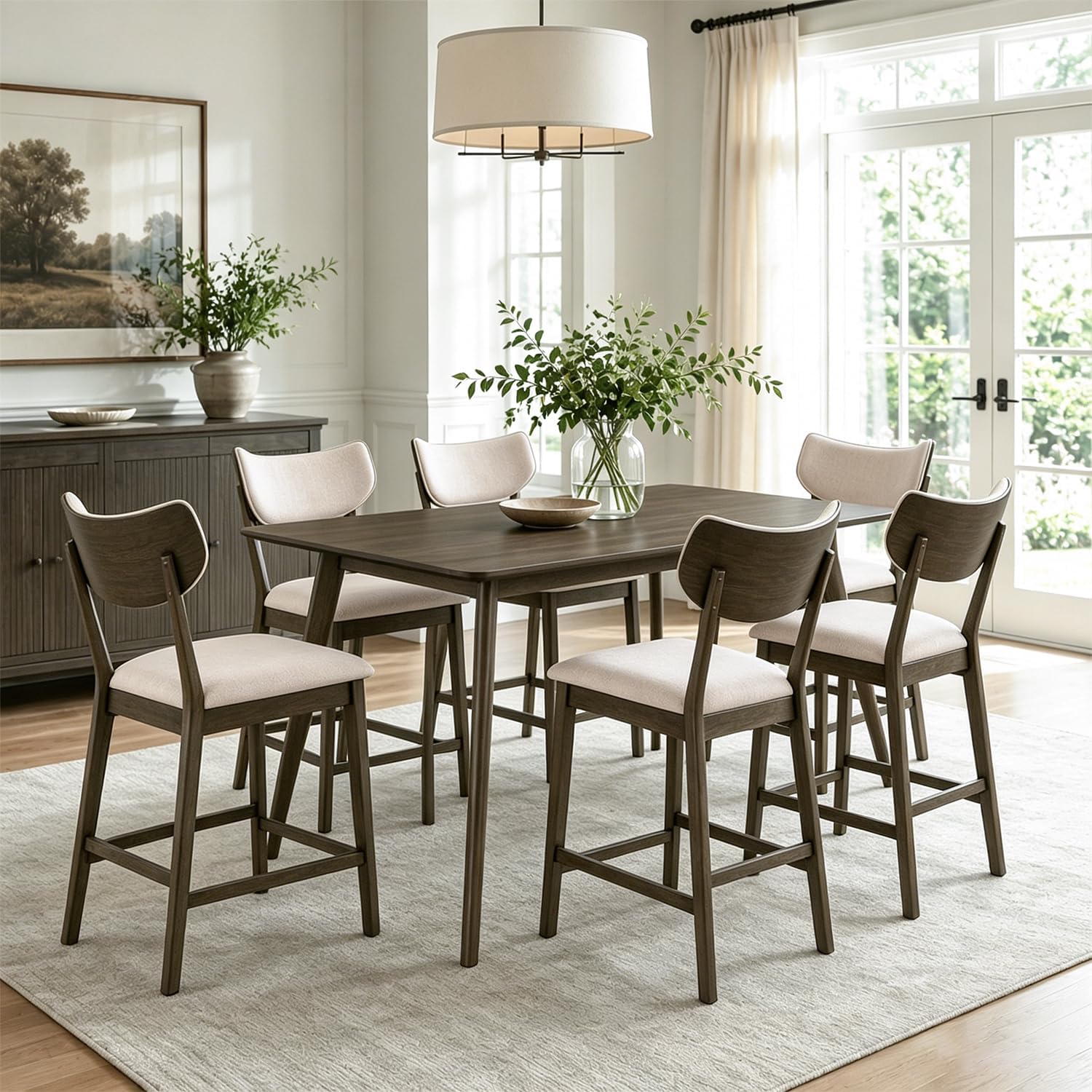 Stella Mia 7-Piece Wooden Counter Height Dining Table Set for 6
