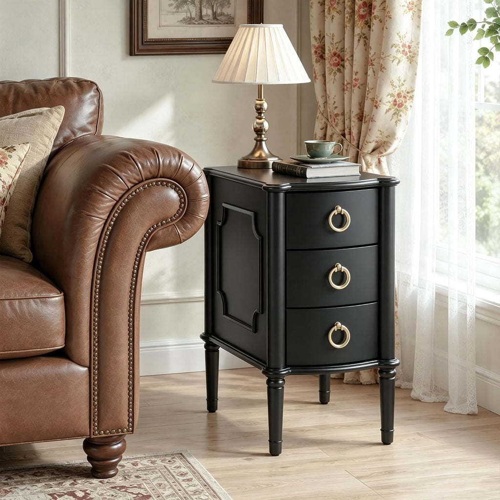 Stella Mia Narrow Nightstand with 3 Drawers & Ball-Bearing Glides