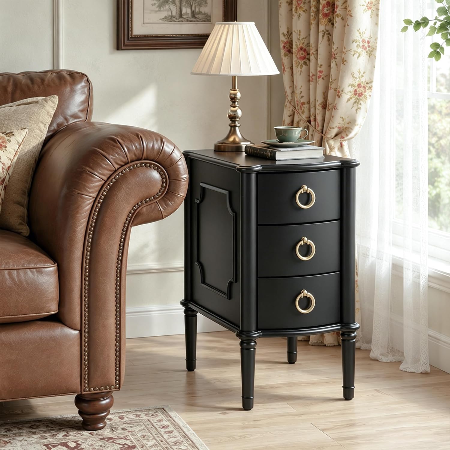 Stella Mia Narrow Nightstand with 3 Drawers & Ball-Bearing Glides