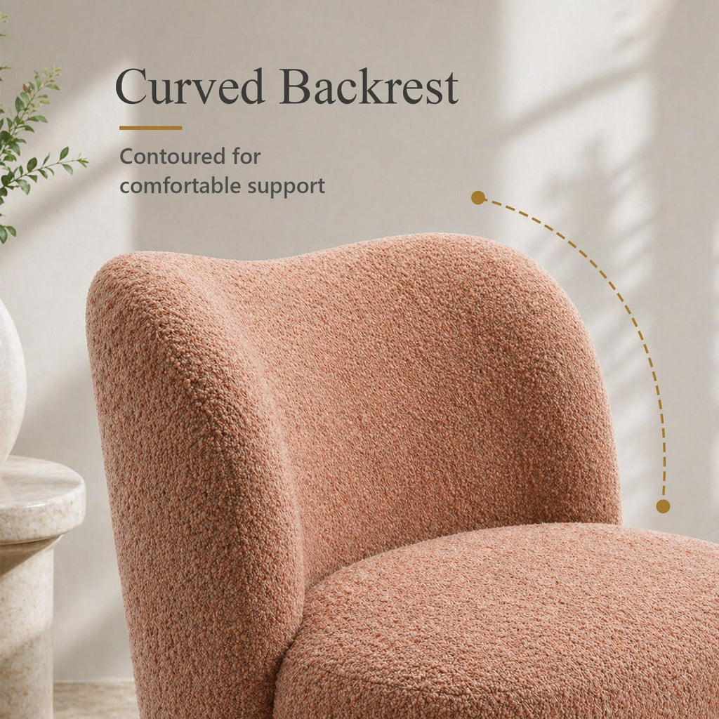 Stella Mia Boucle Accent Chair with Rounded Curves and Sculptural Ball Feet
