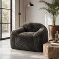 Stella Mia Compressed Accent Chair, Shaggy Plush Foam Sofa Chair with Pocket Coils & Curved Arms