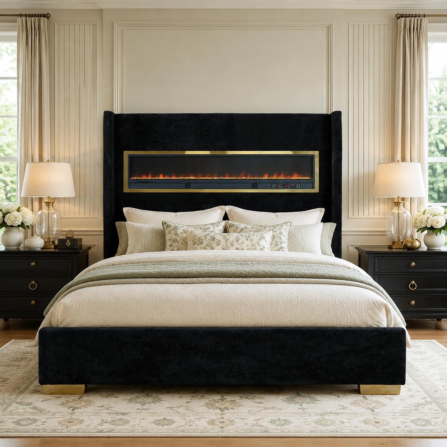 Stella Mia King Bed Frame with 3D Flame Display