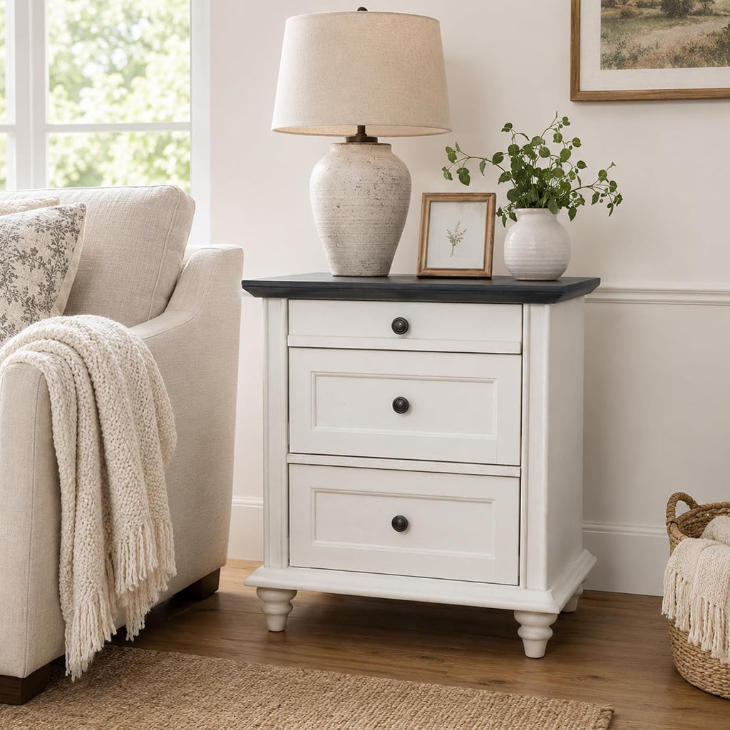 Stella Mia Wood Nightstand with 3 Drawers