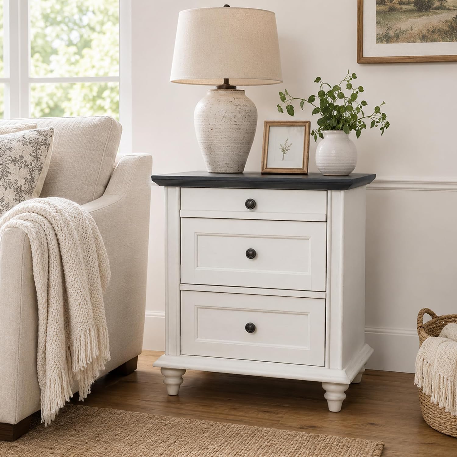 Stella Mia Wood Nightstand with 3 Drawers