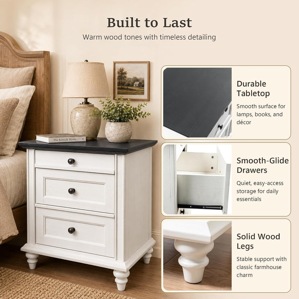 Stella Mia Wood Nightstand with 3 Drawers