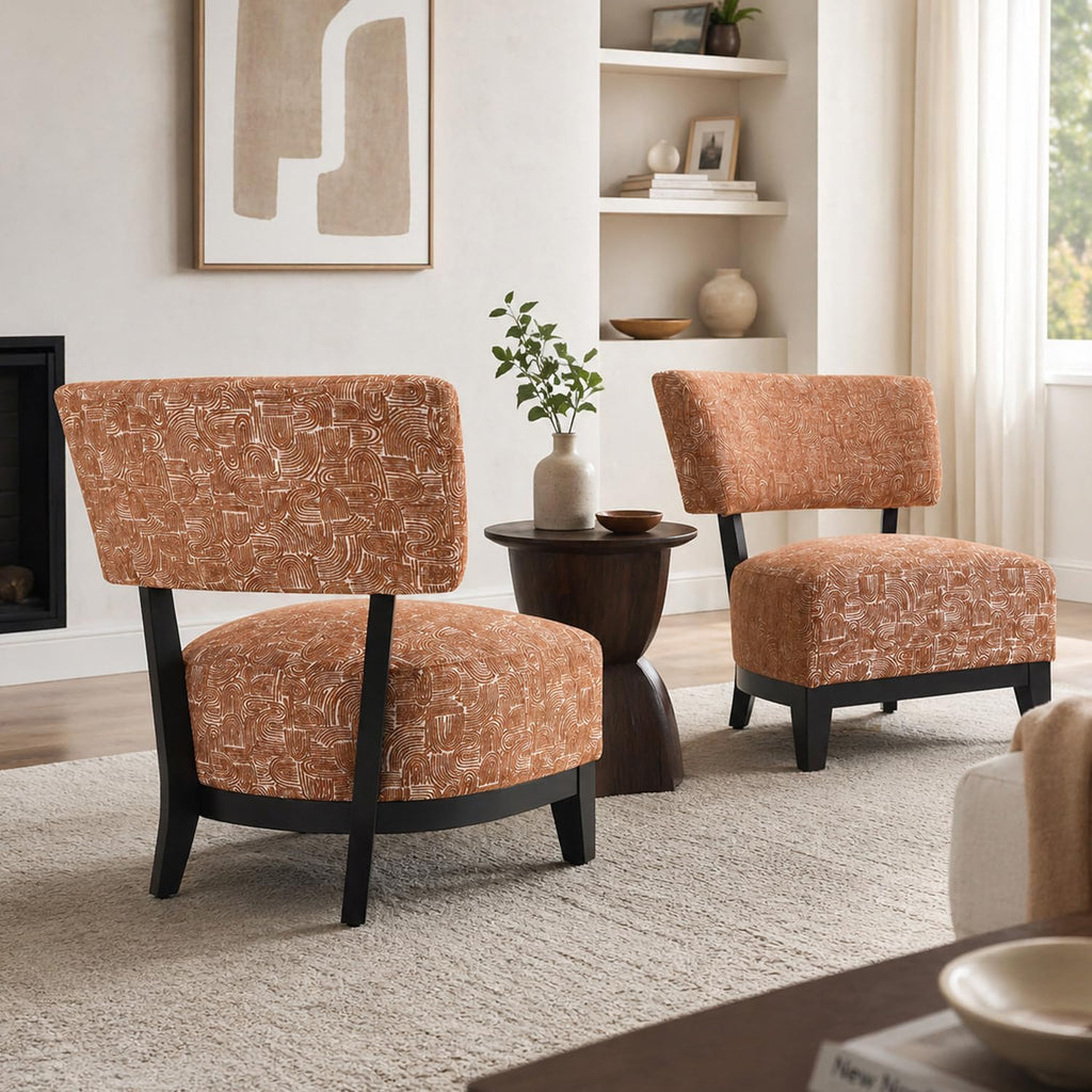 Stella Mia Contemporary Accent Chair, Armless Upholstered Chair with Angled Back, Cushioned Seat and Back