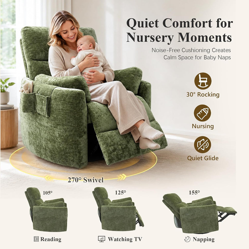 Stella Mia Extra Wide Power Swivel Rocker Recliner Chair Nursery