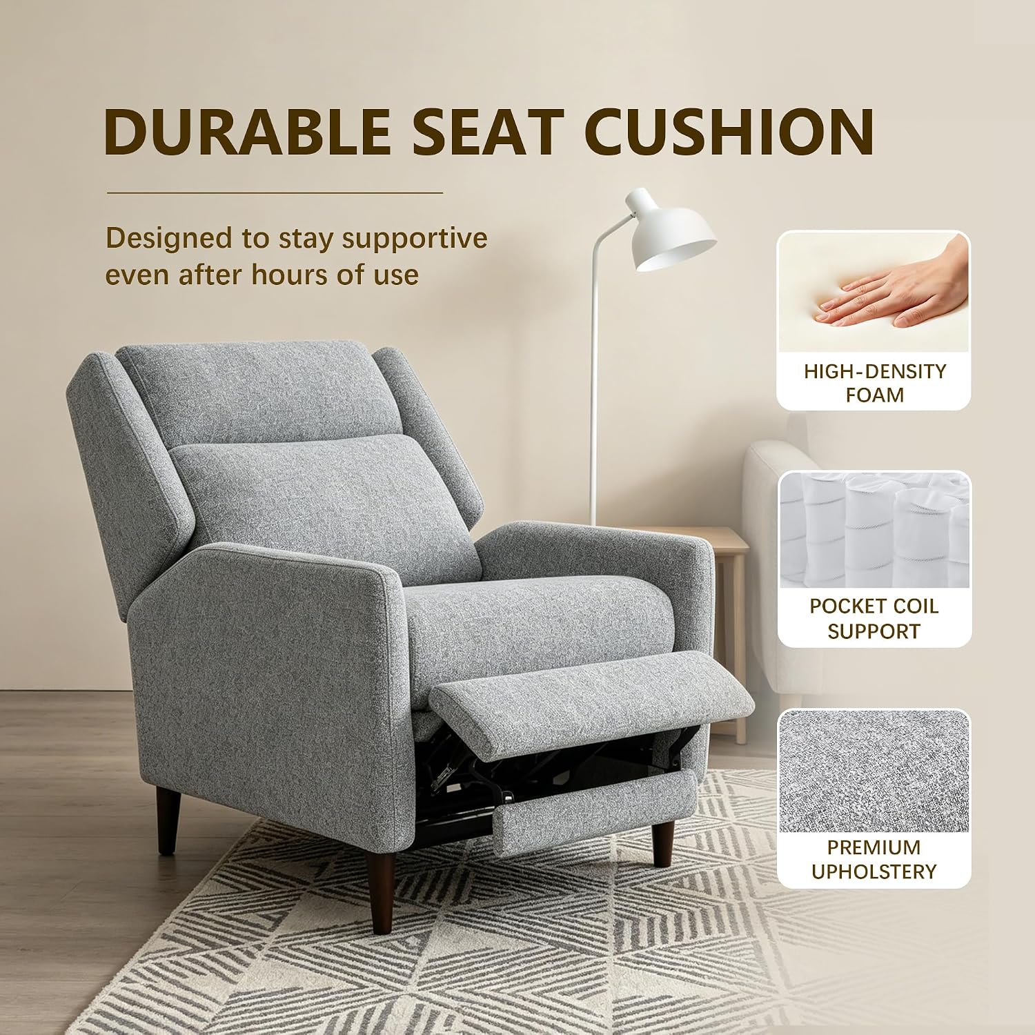 Stella Mia Manual Recliner Chair, Extra Wide Recliner for Adults, Adjustable Fabric Lounge Chair