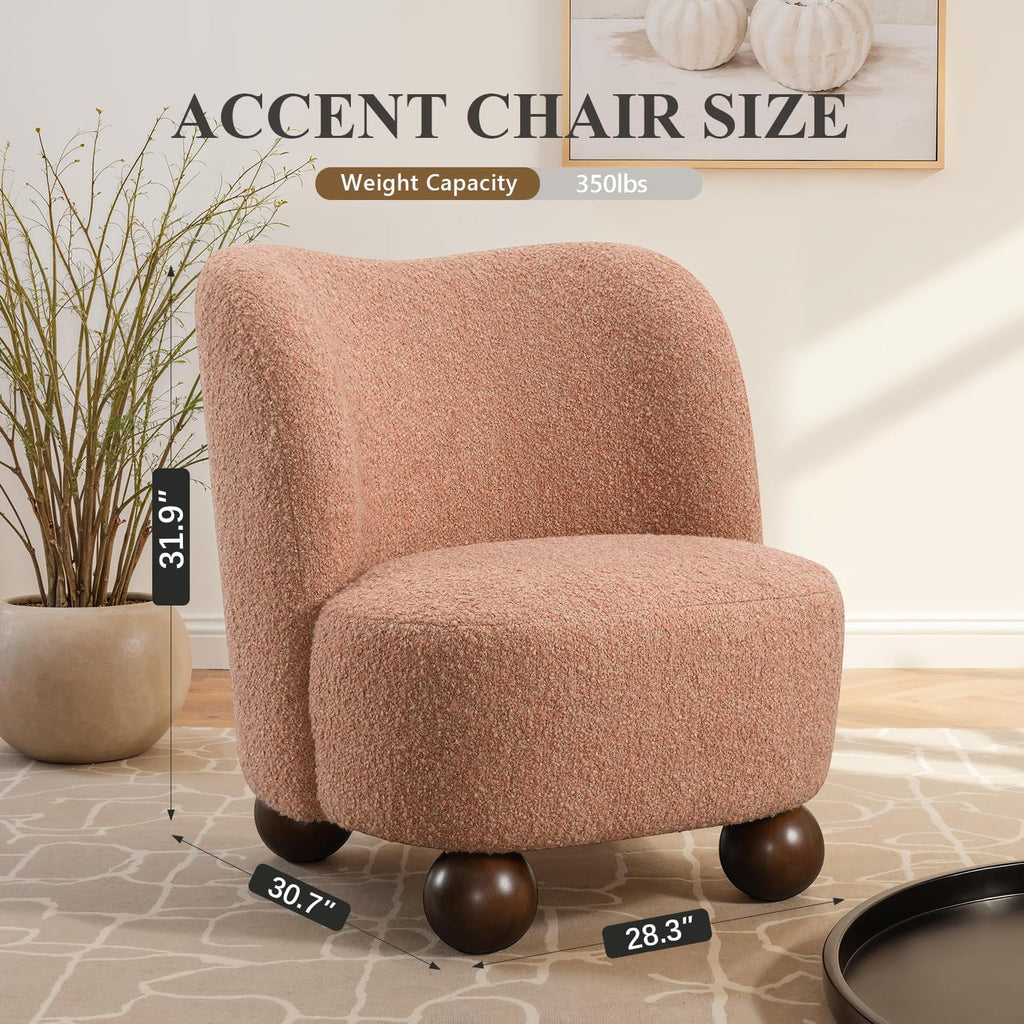 Stella Mia Boucle Accent Chair with Rounded Curves and Sculptural Ball Feet
