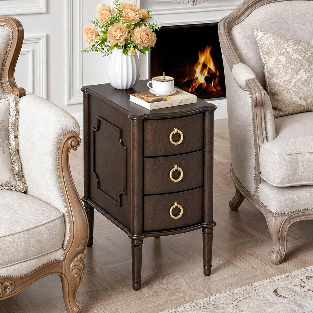 Stella Mia Narrow Nightstand with 3 Drawers & Ball-Bearing Glides