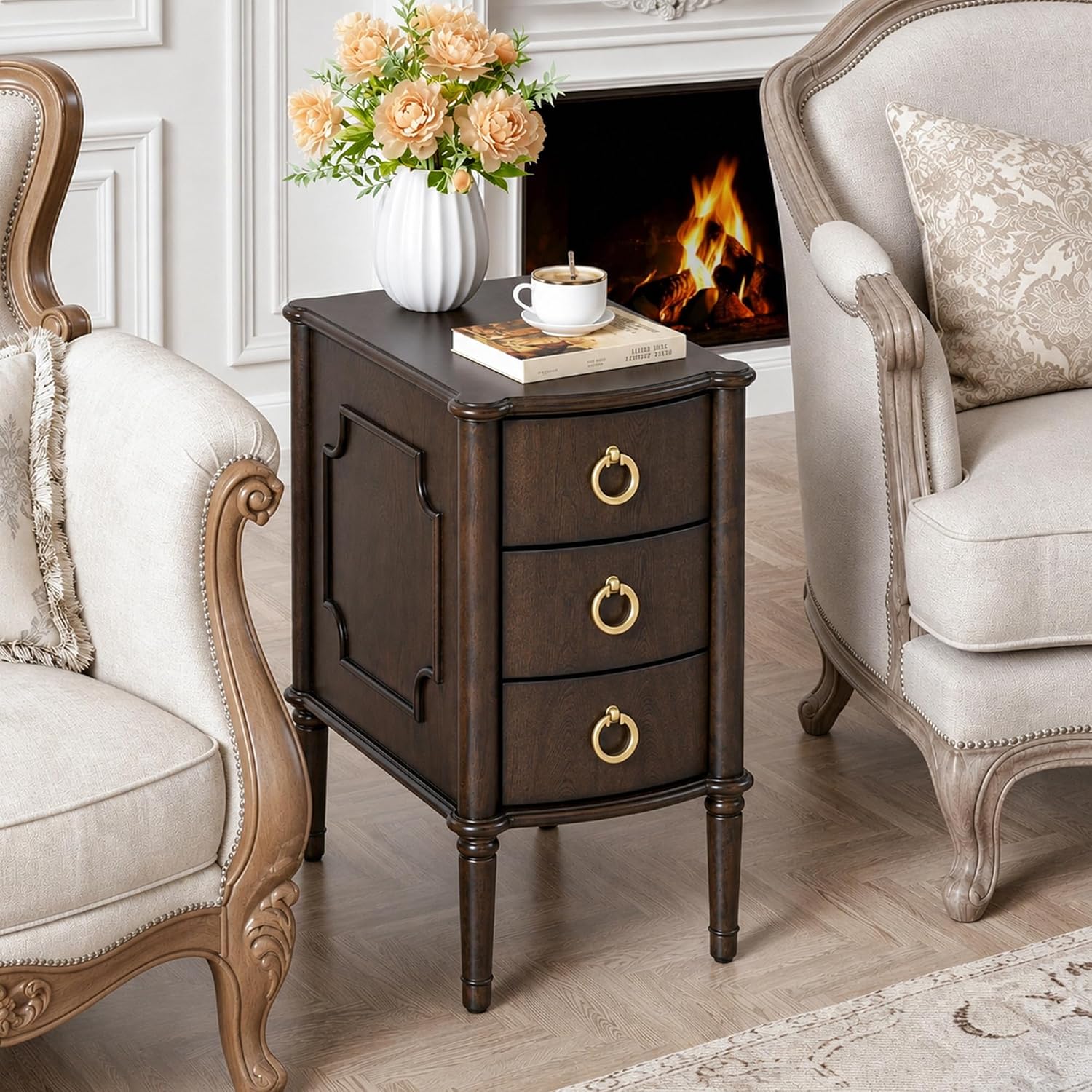 Stella Mia Narrow Nightstand with 3 Drawers & Ball-Bearing Glides