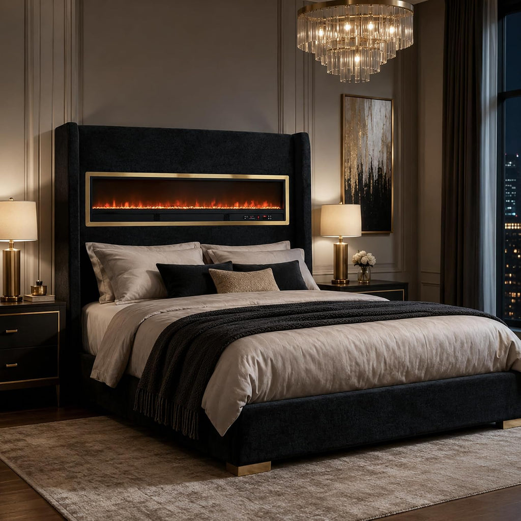 Stella Mia King Bed Frame with 3D Flame Display