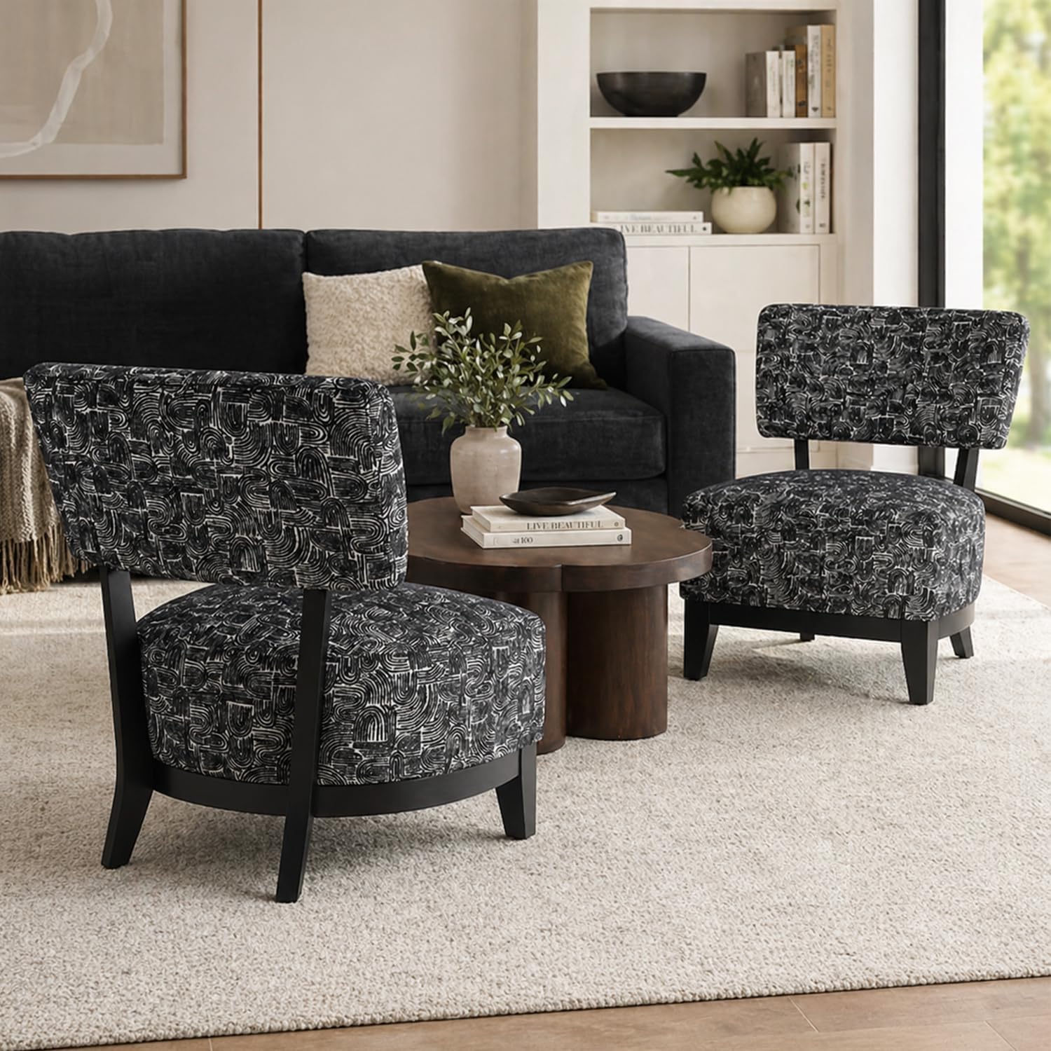 Stella Mia Armless Accent Chair, Contemporary Modern Upholstered Chair with Angled Backrest
