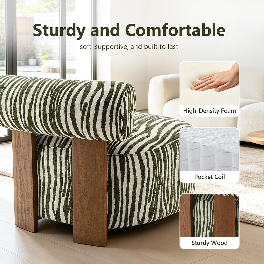 Stella Mia Zebra Accent Chair, Upholstered Chenille Lounge Chair with Cylindrical Backrest
