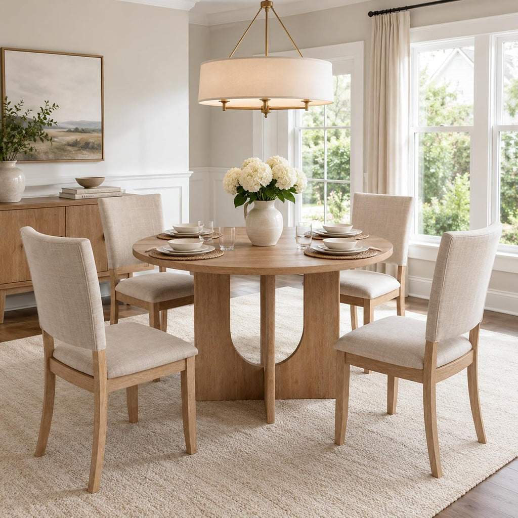 Stell Mia 5-Piece Round Dining Table Set for 4, 47" Kitchen Table