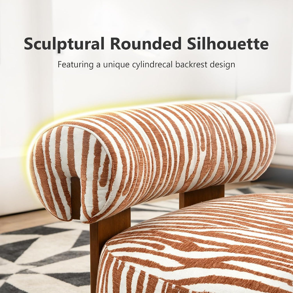 Stella Mia Zebra Accent Chair, Chenille Upholstered Armless Chair with Cylindrical Backrest