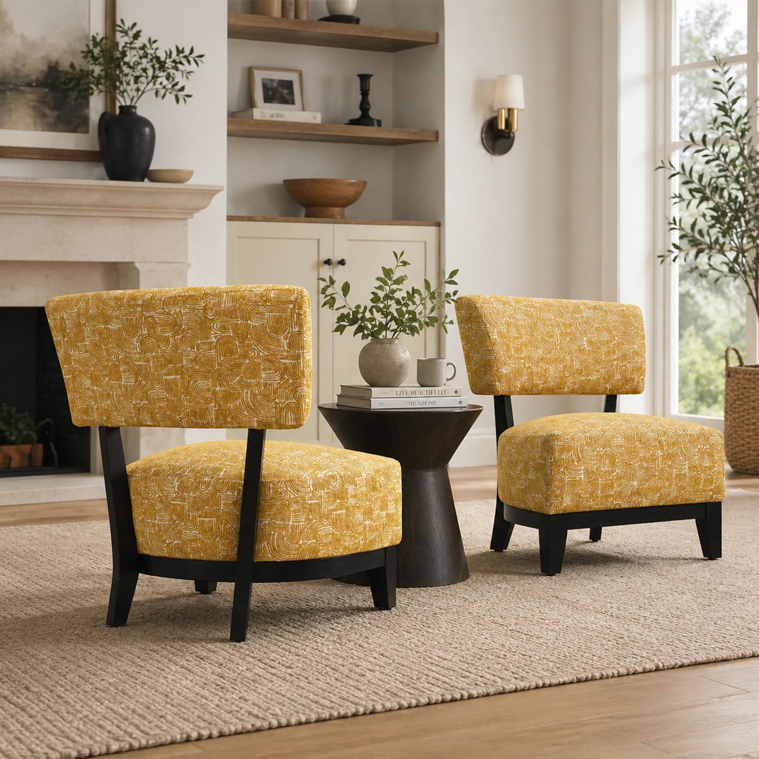 Stella Mia Armless Accent Chair, Contemporary Modern Upholstered Chair with Angled Backrest