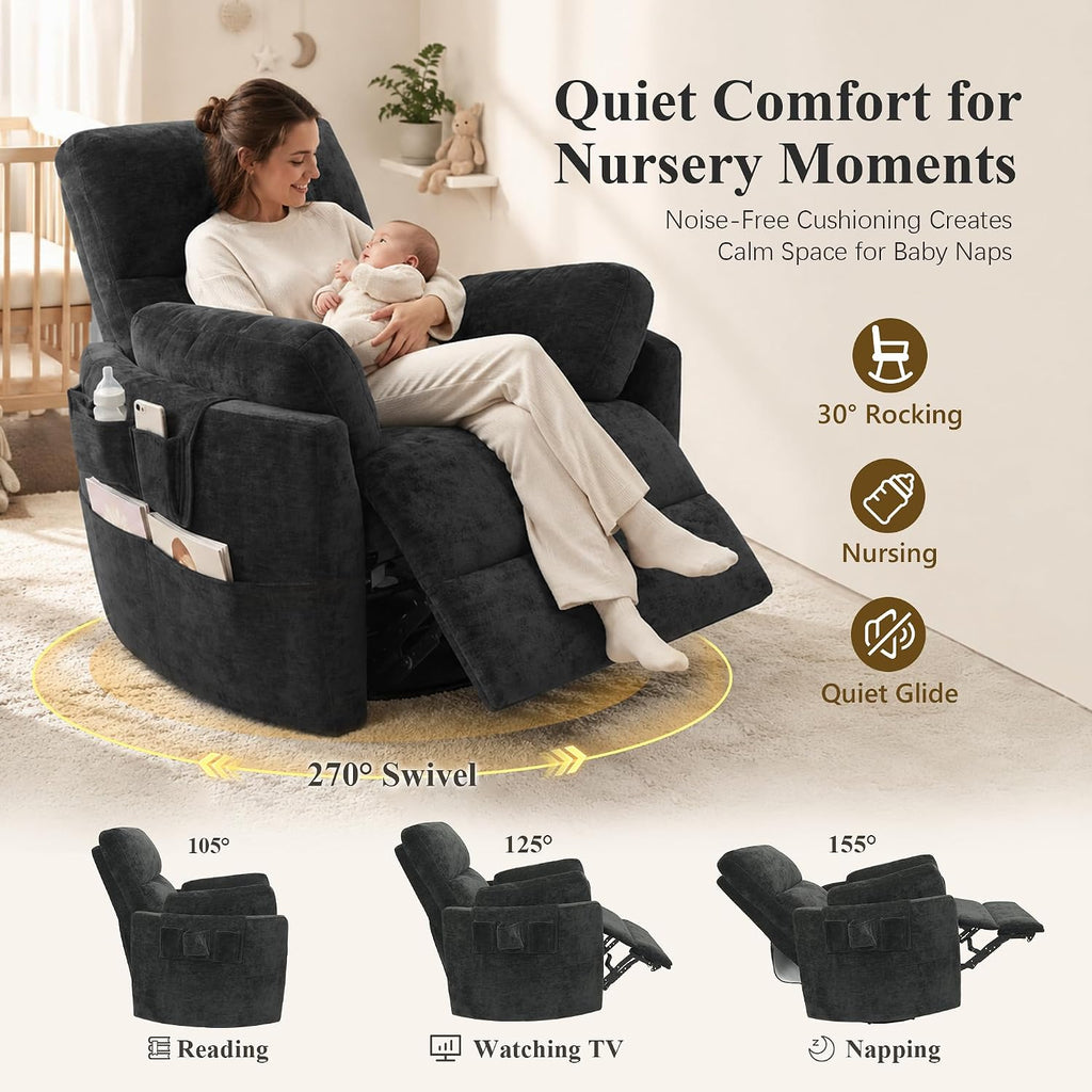 Stella Mia Extra Wide Power Swivel Rocker Recliner Chair Nursery