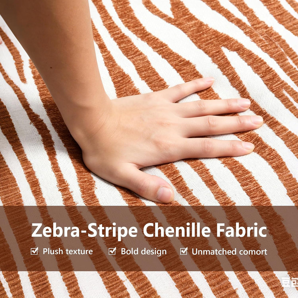 Stella Mia Zebra Accent Chair, Chenille Upholstered Armless Chair with Cylindrical Backrest