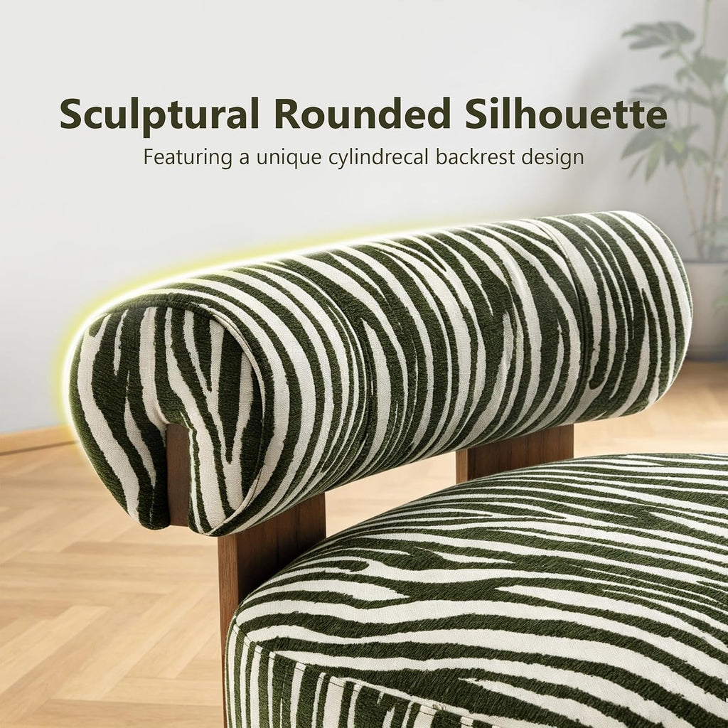 Stella Mia Zebra Accent Chair, Upholstered Chenille Lounge Chair with Cylindrical Backrest