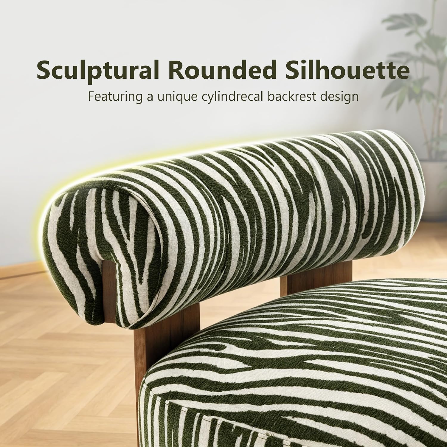 Stella Mia Zebra Accent Chair, Upholstered Chenille Lounge Chair with Cylindrical Backrest
