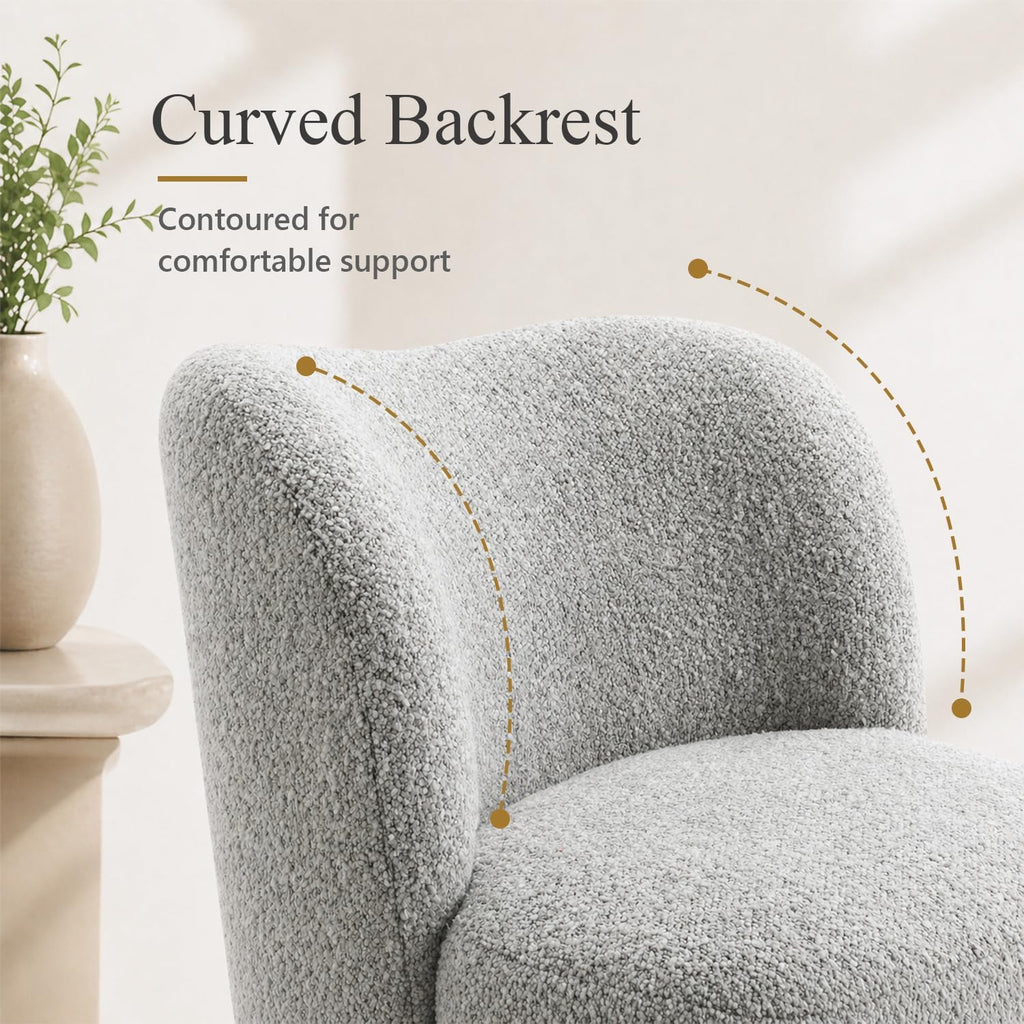 Stella Mia Boucle Accent Chair with Rounded Curves and Sculptural Ball Feet