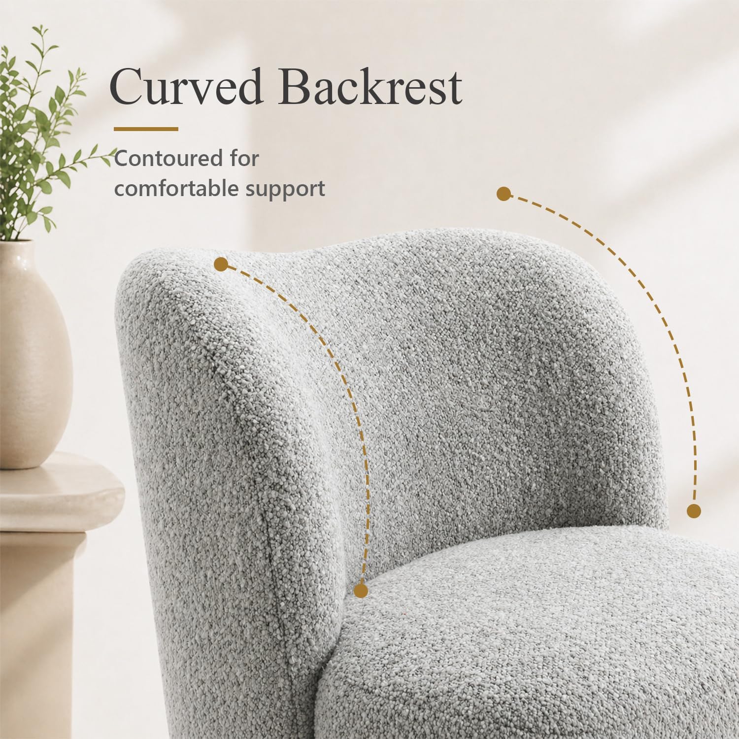 Stella Mia Boucle Accent Chair with Rounded Curves and Sculptural Ball Feet